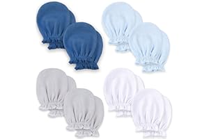 KiddyCare - Guantes Bebé Recién Nacido - Guantes 100% Algodón Orgánico, Suaves para Evitar Arañazos - Manoplas Infantiles Hipoalergénicas con Puño Elástico - Guantes para Niño y Niña - 0-6 meses