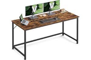 VASAGLE Scrivania per Computer, Postazione Lavoro, 60 x 135 x 76 cm, Scrivania da Ufficio, Studio Camera da Letto Soggiorno, Marrone Vintage e Nero Inchiostro LWD043B01