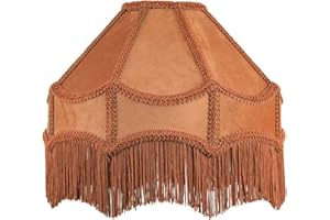 Handmade Victorian Empire Pendant Lampshade in Soft Mustard Ochre Velvet with Embroidered Trims and Tassels | 30cm x 19cm | for Pendant Floor or Table Lamp by Happy Homewares