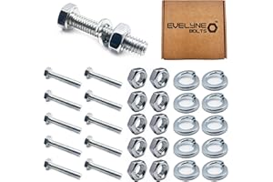 EVELYNE M4 Nut, Bolt & Spring Washer Set. 10 pack - M4x20 Bolts, M4 Nuts & M4 Spring Washers