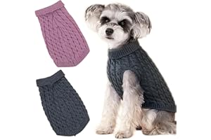 HTTDSLF 2 PCS Hundepullover, Hundepullover Haustier Pullove, Hundepullover Kleine Hunde, Kleine Hunde Rollkragen Strickpullover, für Welpen, Katzen (M, Rose/Grau)