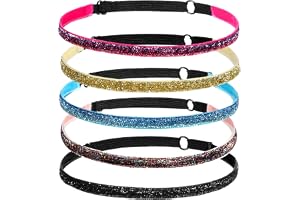 HJZHII 5 st glitter löpning pannband, elastiska glänsande pannband kvinnor