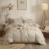 AMWAN Modern Stil Bej Nevresim King Size Boho Bej Yorgan &Ouml;rt&uuml;s&uuml;% 100% Yıkanmış Pamuk Yatak Takımları Yumuşak Pamuk Bej Yatak 