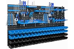 76 Stapelboxen Werkzeughalter Wandregal Werkstattregal Werkzeugwand 156x78cm Werkzeughalter Lagersystem Schüttenregal Sichtlagerkästen Extra Starke Wandplatten Regal Erweiterbar Werkstattregal Lagerr