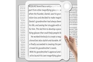 NZQXJXZ 30X 6X Lupa de Lectura, Lupa Grande y Ligera, Proporciona un Área de Visualización Completa de la Página del Libro, Lupas Lectura de Mano Leer Impresiones Pequeñas y Baja Visión