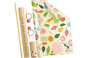 NATISSY Envoltorio Cera de Abeja, 1 Mètre Rollo Papel de Abeja Reutilizable; Tela Encerada para Alimentos; Beeswax Wrap Natural de Tela; Papel Bocadillo Reutilizable, Cubiertas Lavables para Cuenco Ecológicas