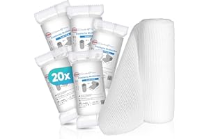 Health Press Bande de gaze -Bandage (8cm x 4m) 20 rouleaux -Bande élastique -Dispositif médical -Bande de fixation testée dermatologiquement -Bandage Idéal pour les premiers soins & le soin des plaies