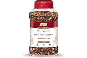 ‎PRYMAT Prymat Gewürze Bunter Pfeffer 350g Ungemahlen Bunte Pfefferkörner für die Mühle geeignet für Fleisch, Fisch, Suppen, Saucen, Brühen, Marinaden Gewürzmischung, im Streuer
