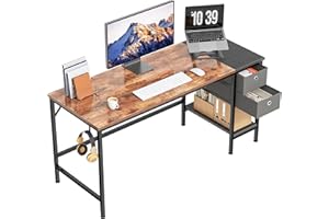 HOMIDEC Bureau d'ordinateur,Table de Bureau avec tiroirs pour d'écriture d'étude pour la Maison avec étagères de Rangement, postes de Travail pour Bureau à Domicile Chambre （140x60x75cm）