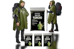 FREYPAC Emergency Survival Poncho, 4-Pack, Waterproof Mylar Foil, Reversible with Hood, for Camping, Hiking, Festivals