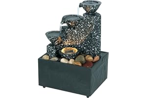Well Being Tabletop Cascading Fountain Miniature Three Tier Bowl Water Feature