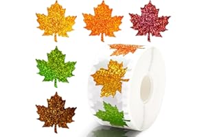 GTYARYUA Gommettes Automne, 500 PCS Autocollants Thanksgiving pour Enfant, Erable Autocollants de Feuille, Pailletées Autocollants, Décoration Sutomne, pour les Enveloppes, les Fêtes D'automne