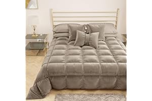 PETTI Artigiani Italiani - Trapunta in Morbido e Caldo Velluto 350 g/m², Piumone Matrimoniale, Double Face, Trapunta Matrimoniale: 260x270 cm, Fango, 100% Made in Italy
