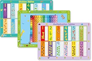 Little Wigwam Numeracy 2 Placemat Pack - Set of 3 Educational Placemats - Multiplication Tables, Division Tables, Multiplication Square