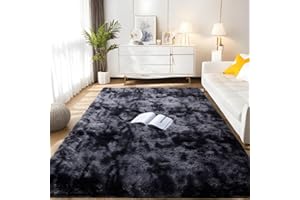 linyingdian Tappeto Peloso Morbido e Antiscivolo da Sala da Pranzo e da Camera da Letto Tappeto sfumato (Grigio Scuro, 80x160cm)