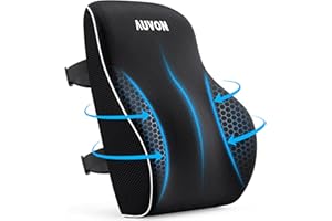 AUVON Cuscino Lombare Ergonomico Sedia Ufficio per Auto, con Rilievo Brevettato per Cuscino Supporto Mirato alla Schiena, Memory Foam con Cinghie, Migliora la Postura, per Seduta e Schienale Gaming