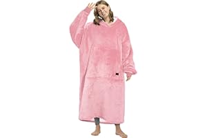 Kato Tirrinia Coperta con Cappuccio Lungo, Felpa Oversize Sherpa, Felpa Coperta Gigante con Ampia Tasca Frontale, Coperta con Maniche, Maglione Coperta per Adulti, Uomini, Donna, Fidanzata, Moglie