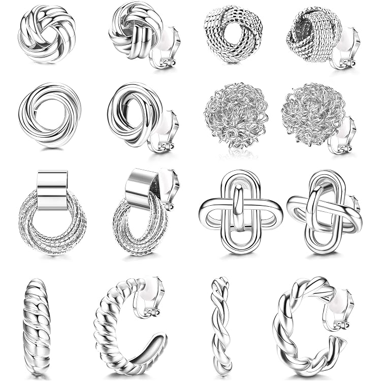 JeryWe - Boucles D'oreilles Clip 4 Paires | Or, Design Twist Et Géométrique | Pour Femmes Et Filles | Sans Perçage