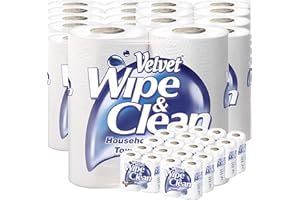 FULCARE Velvet Wipe & Clean Excellent Value Thick & Strong Kitchen Household Towels 20 Rolls Total