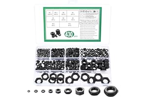 YOUYIDUN 430 szt. nakrętek sześciokątnych, nakrętki zabezpieczające, nakrętki sześciokątne, nakrętki sześciokątne, nakrętki stoperowe do śrub, podkładki, pręty gwintowane, M2, M2,5, M3, M4, M5, M6, M8, M10,