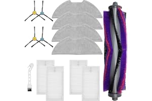 KIIMSIN KimSin accessoires pour Eureka E10S NERE10s, pour Midea M9, pour Obode A8 A8 Plus pièces de rechange pour aspirateur robot, brosse rotative + 4 filtres + 4 Chiffon nettoyage + 4 brosses latérales