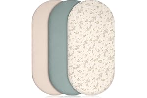 Hixava Draps de Berceau, Lot de 3 Housse de Berceau en Mousseline Draps-Housses pour Couffin Drap Housse en Mousseline de Coton Draps de Berceau pour Matelas Ovale,Sablier et Rectangulaire,83 X 43 CM