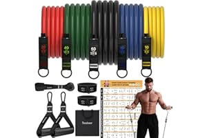 READAEER Elastyczny trening siłowy z 5 różnymi poziomami do 150 funtów, idealny do TRX lub domowej siłowni, wielokolorowy