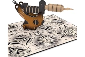 papercrush® Maszyna do tatuażu typu pop-up, kartka 3D jako bon do tatuażu, prezent pieniężny i karta podarunkowa dla miłośników tatuażu i tatuażystów – kartka urodzinowa z wzorem tatuażu dla mężczyzn