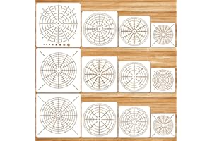 JSRQT 12 Stücke Mandala Schablonen,Mandala Dotting Malvorlagen Schablonen, 3,5/5/ 6/ 8Zoll Wiederverwendbare Punkt Malerei Schablonen Vorlage