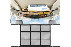 JINYJIA Rete Portaoggetti da Soffitto per Auto, 90 x 65cm Borsa Portaoggetti in Rete per Auto, Universale Rete Bagagliaio per SUV, Furgone