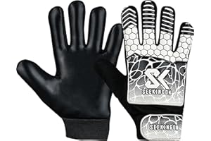Seekingon Goalkeeper Gloves Kids, Children, Football Training Gloves with Premium Grip, Weather-resistant, Breathable, Latex Goalie Gloves Sizes 4/5/6/7