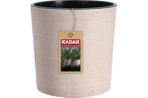KADAX Maceta con virutas de madera, elegante maceta con incrustación, maceta, macetero, macetero, protector de maceta para salón, oficina (25 cm, crema)