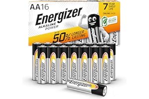 Energizer Alkaline Power Batterien AA (16 Stück) - Hochleistungsbatterien 1,5V - Batterie für Haushalt und Büro - 100% plastikfreie Recycelbar Verpackung - 7 Jahre lagerfähig [Exklusiv bei Amazon]