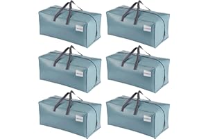 VENO 6 Pack Heavy-Duty Extra Large Moving Bags W/Backpack Straps, Moving House Essentials, Clothes Storage, Packing, Laundry Bags, Reusable and Sustainable (Light Blue, 6 Pack)