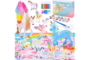 Tuaeccki Unicorno Giocattolo Bambina Set Pittura con 12 Unicorni DIY Giochi Bambina 3D Unicorno Figure Giochi Pittura Unicorno Creativi Regalo per Bambini Compleanno Natale 3 4 5 6 7 8 Anni