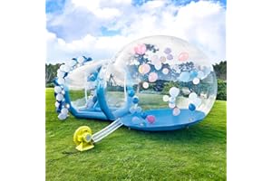 VAKIORN Inflatable Bubble House, 10ft Dia Clear Inflatable Bubble Dome Tent with Blower & Pump, Commercial Grade PVC Waterproof Garden Tent with 6ft Tunnel for Kids, Party, Commercial Use (Blue, 10ft)