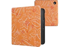 kwmobile Étui Compatible avec Kobo Libra 2 Coque - Étui à Rabat magnétique Tablette eReader Similicuir - Blanc-Orange-Marron