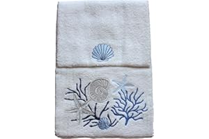 RICAMI FIORENTINI BALDI RICAMI FIORENTINI COPPIA SPUGNA CON RICAMO CONCHIGLIE COTONE 100% MADE IN ITALY (Blu)