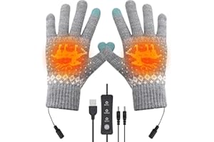Victop Guanti Riscaldati USB per Uomo Donna Caldi Guanti Riscaldanti Invernali Guanti in maglia Touchscreen a Dita Intere per Laptop 3 Temperature Regolabili Scaldamani per Interni ed Esterni