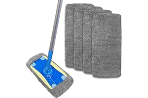 TDBS THE DUSTPAN AND BRUSH STORE 4 Pack Microfiber Mop Pads Replacement for Laminate Floor Mop - Reusable Head, Flash Refill Pads - Machine Washable, Ideal Floor Cleaner Flat Head for Wood, Tiles, Marble
