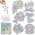 Diamond Window Art Craft Kits for Girls, 3D Kids Golden Suncatcher for 6 7 8 9 10 11 12 Years Old DIY Gem Painting Supplier for Boys Ages 6+ Stone Stickers as Birthday Christmas Party (Mermaid)