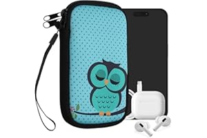 ‎KWMOBILE kwmobile Mobile Phone Case for Smartphones M - 5.5 Inches - Neoprene Mobile Phone Case Cover - Polar Light Deer Turquoise Blue Black - Internal Dimensions 15.2 x 8.3 cm