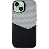 Caseji iPhone 13/14 Uyumlu Kumaş ve Deri Kaplamalı Kartlıklı Metal Kamera Detaylı Sahra Kılıf, Siyah