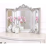 Select Mirrors Ella Specchio – Specchio triplice pieghevole – 74 cm x 55 cm – Ornato, stile shabby chic (argento anticato)