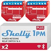Shelly Plus 1PM WiFi and Bluetooth Switch Module with Energy Consumption Meter, 16A, Remote Control Wireless Lights, iOS Ando