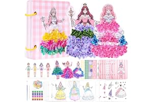 CutteeyFyry 4 in 1 Poking and Drawing Set for Girls, Princess Dress-up Activity Book with Watercolor Painting, Stickers, Poking, Art Craft for Kids, Girls DIY Craft Kit for 3 4 5 6 7 8 9