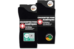 SOCKENKAUF24 Lot de 6 Paires de Chaussettes Diabetiques Homme Femme 97% Coton sans Elastique & sans Couture