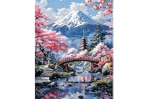DAERLE Paint by Numbers for Adults, Cherry Blossom, Painting by Number Kits On Canvas, Oil Painting Acrylic Paints, Home Wall Decor 16x20inch/40x50cm, Without Frame Landscape