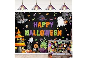 APDECCLK Happy Halloween Backdrop Spooky Ghost Halloween Party Background for Kids Hallowmas Trick or Treat Birthday Baby Shower Decorations Backdrop (6X4FT (180x120cm))