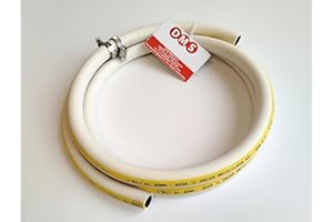 DMS Tubo Gas Metano in gomma da 2 metri con fascette stringitubo. Adatto per Gas Metano (NO GPL) A Norma CIG 7140 Omolgato IMQ